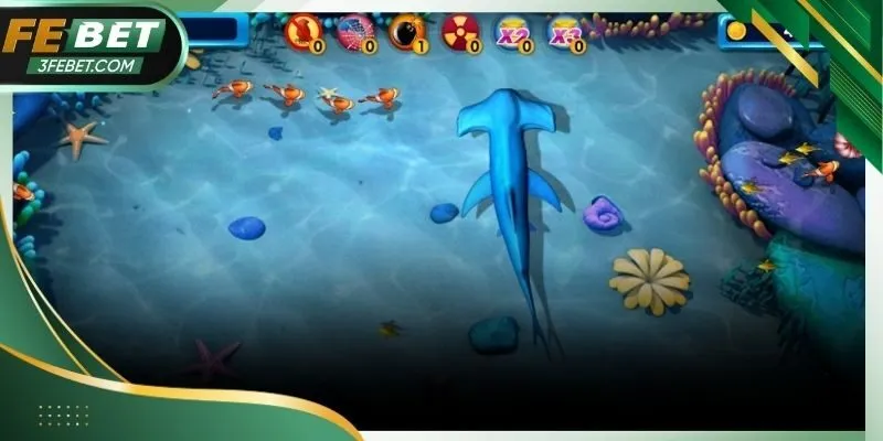 Giao diện bắn cá Febet hiển thị rõ các mức điểm và tính năng hỗ trợ bắn hiệu quả